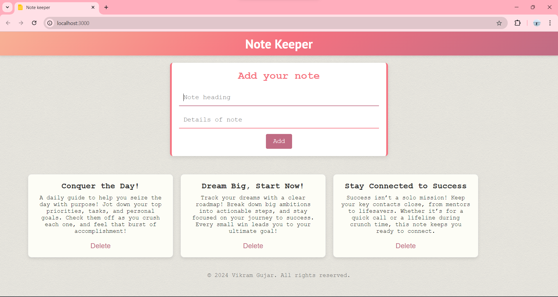 Note Keeper